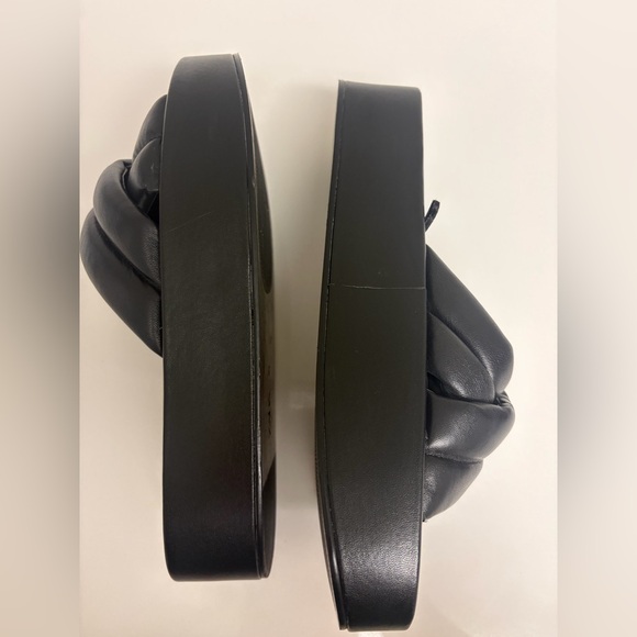 ZARA black Faux Leather Puffer Strappy Platform Slides Sandals size EU 39 - Picture 8 of 13